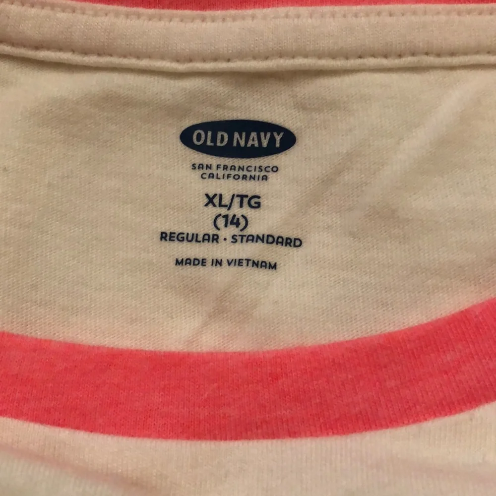 Old Navy Cream Tie Front Ringer Rainbow Size XL 14
